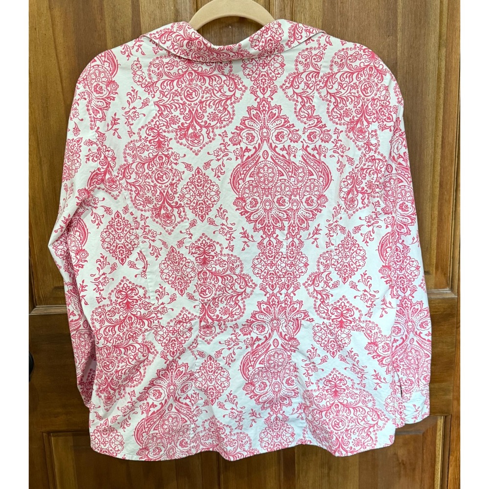 Coldwater Creek Women's L Pink White Paisley Print Button Down Shirt Long Sleeve - Picture 4 of 7